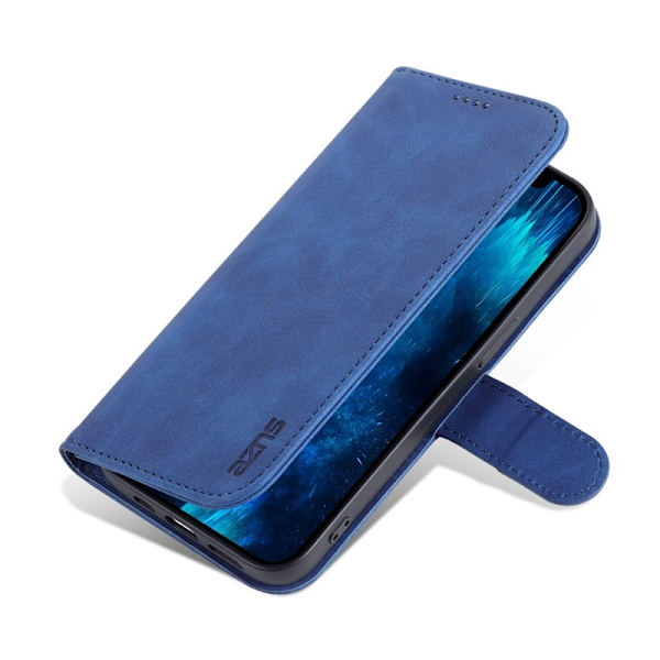 AZNS iPhone 15 Pro Max Plånboksfodral Stand Konstläder - Blå