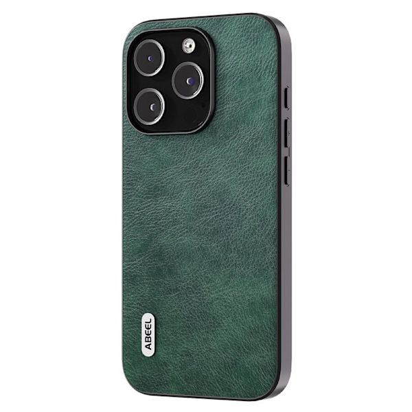 ABEEL Back Shell Mobilskal till iPhone 15 Pro Litchi Textur Grön