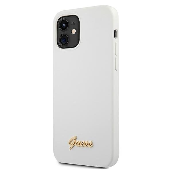 Guess Skal iPhone 12 Mini Metal Logo Script - Valkoinen White