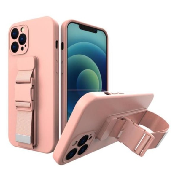 Köysi Gel Airbag -kuori Lanyardilla iPhone XR - Pinkki Pink