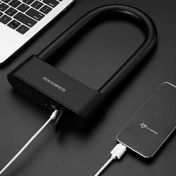 Rockbros SMART Cykellås med Fingeravtrycksläsare och Bluetooth Svart