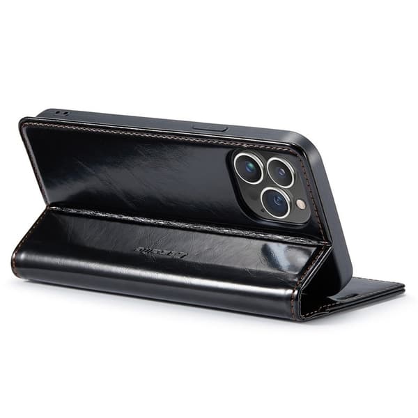 CASEME 003 Plånboksfodral Konstläder till iPhone 14 Pro Max - Svart