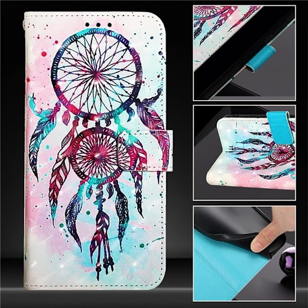 iPhone 16 Plus Plånboksfodral Printing Pattern Med Rem Flerfärgad