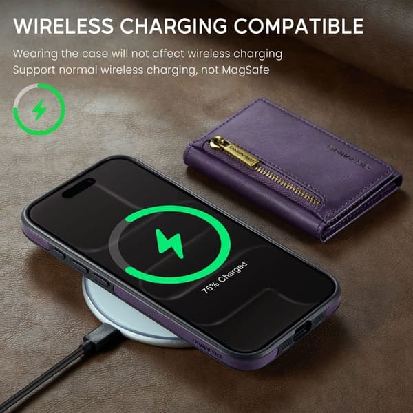DG.MING M5 Series iPhone Air Plånboksfodral Konstläder Magnetiskt Lila