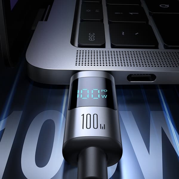 Joyroom USB-C - USB-C kabel 100W 1.2m med Display - Svart Svart