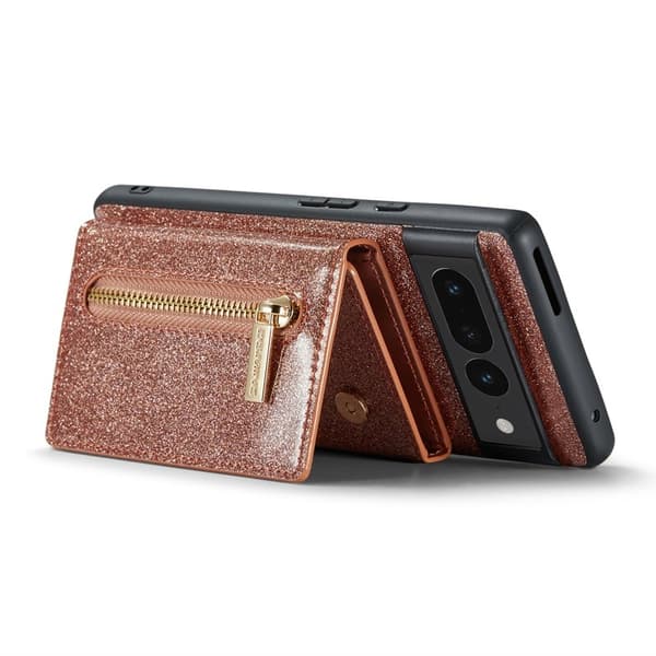 DG.MING M3 Series Konstläder Plånboksfodral för Google Pixel 7 Pro 5G Roséguld