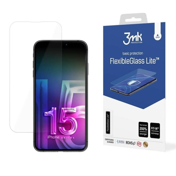 3MK iPhone 15 Pro Hybrid Okrossbart Glas FlexibleGlass Lite