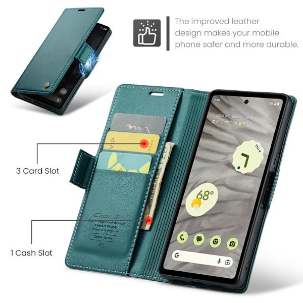 CASEME Plånboksfodral Konstläder för Google Pixel 7a - Grön