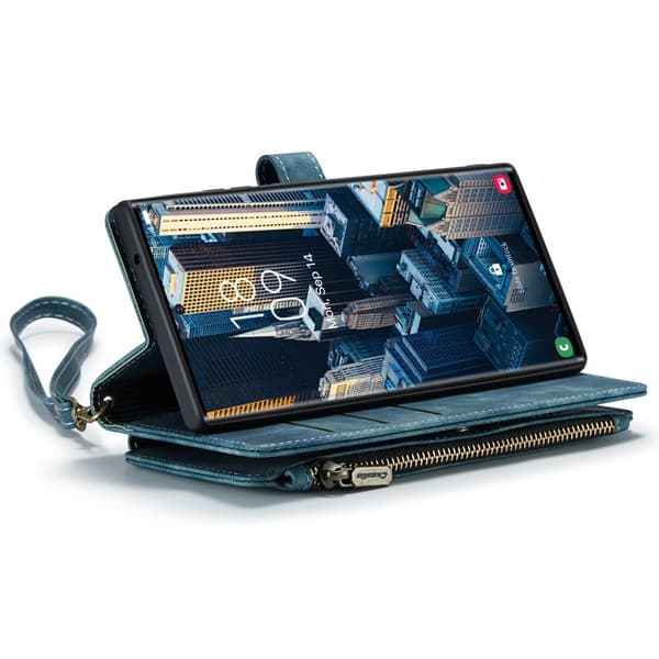 CASEME Konstläder Plånboksfodral för Samsung Galaxy S23 Ultra - Blå