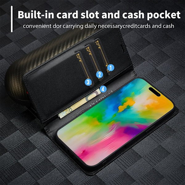LC.IMEEKE iPhone 17 Plånboksfodral Konstläder - Svart