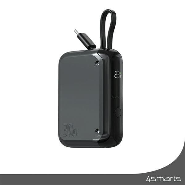 4smarts Powerbank 10000mAh 30W Med USB-C Kabel - Space Grå Grå