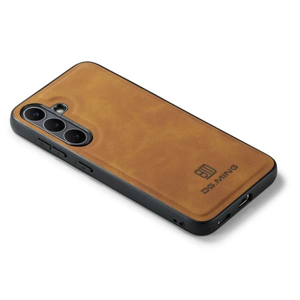 DG.MING Mobilskal till Samsung Galaxy S25 FE PU Läder Hybrid Brun