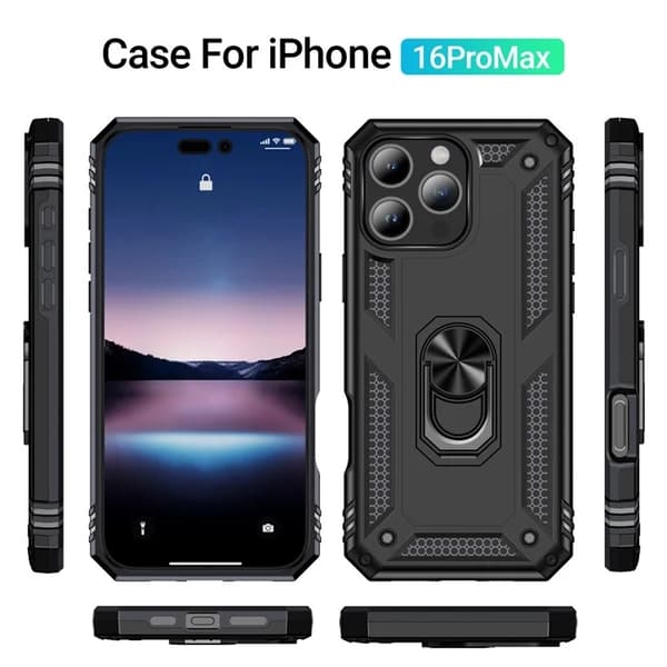 Mobilskal till iPhone 16 Pro Max Anti-drop med Kickstand - Svart Svart