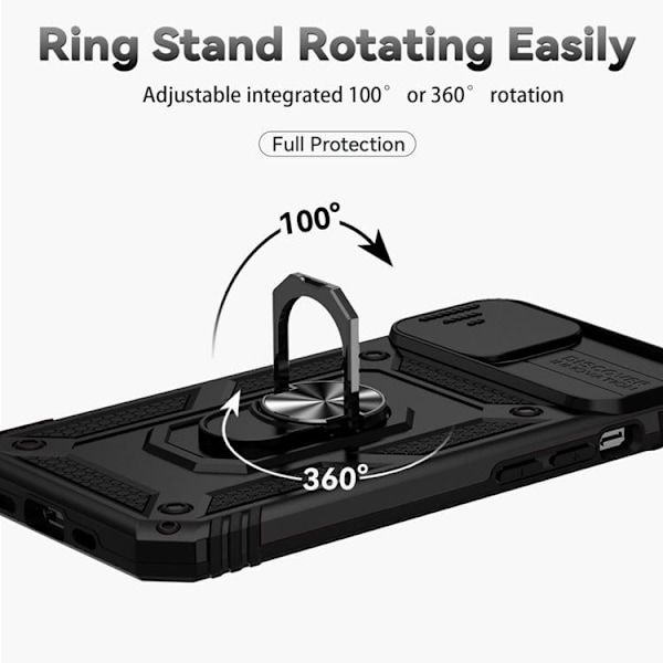iPhone 14 Taske Ringholder Kickstand - Sort Black
