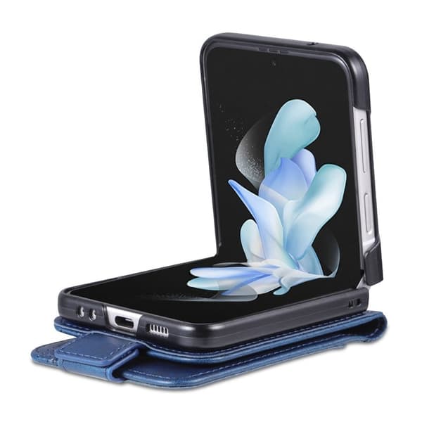 AZNS Samsung Galaxy Z Flip4 Plånboksfodral Konstläder - Blå