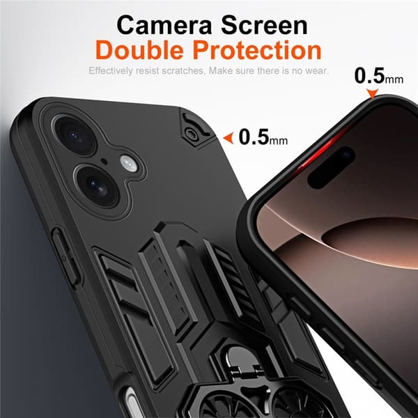 Mobilskal till iPhone 17 Ringhållare Kickstand Shockproof - Svart Svart