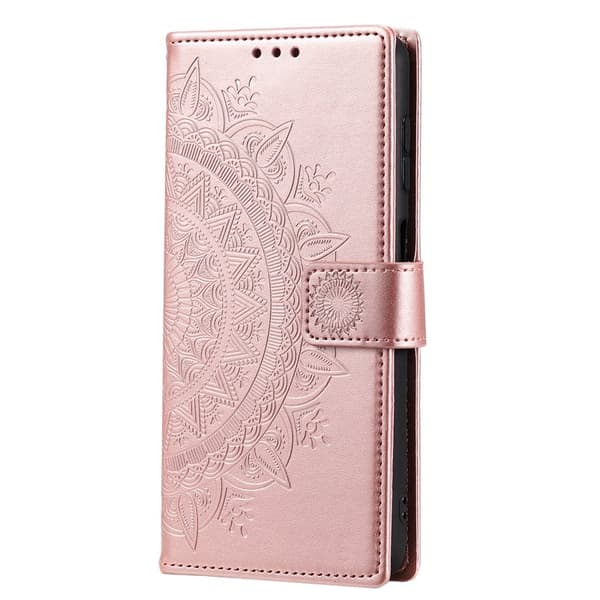 Samsung Galaxy S26 Plus Plånboksfodral Konstläder Imprinted Totem - Roséguld