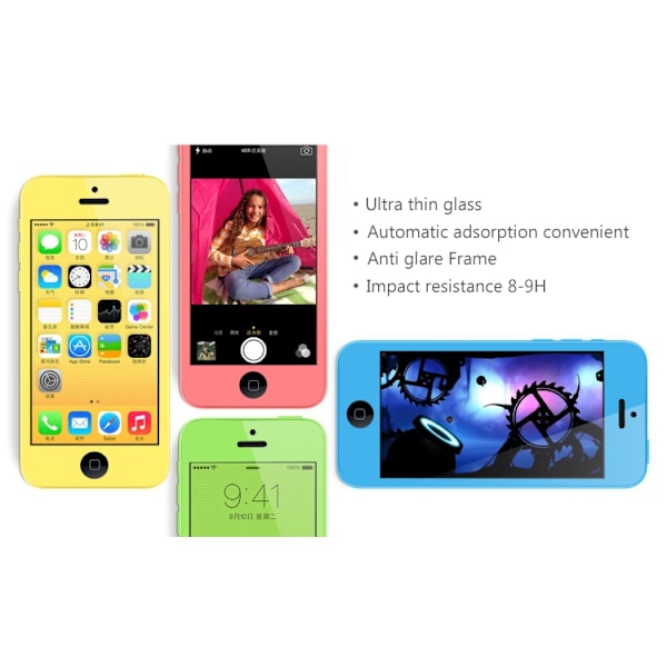Colored Härdat Glas Skärmskydd till Apple iPhone 4 / 4S - Ljus Blå Blå