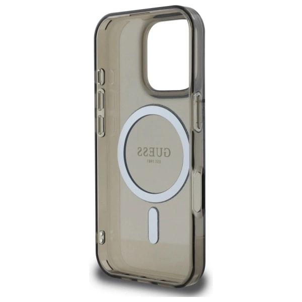 Guess Telefontaske til iPhone 16 Pro MagSafe IML Glitter Circle - Sort Black