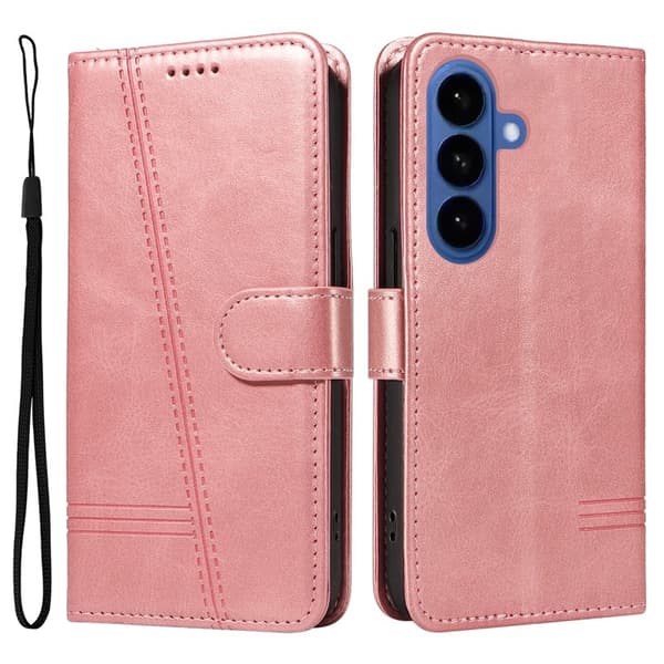 T-Shape Samsung Galaxy S26 / S26 Pro Plånboksfodral Konstläder - Roséguld