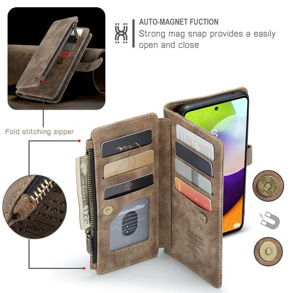 CASEME Konstläder Plånboksfodral för Samsung Galaxy A52s 5G - Brun