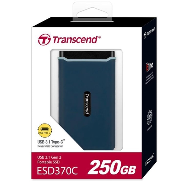 Transcend bærbar SSD ESD370C USB-C 250 GB (R1050/W950)