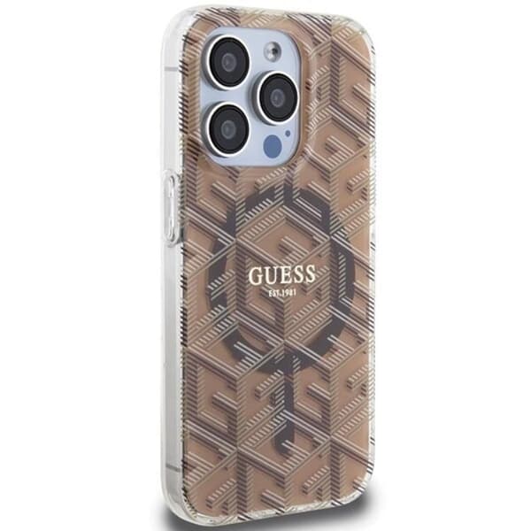 Guess iPhone 15 Pro Mobilskal Magsafe IML GCube - Brun Brun