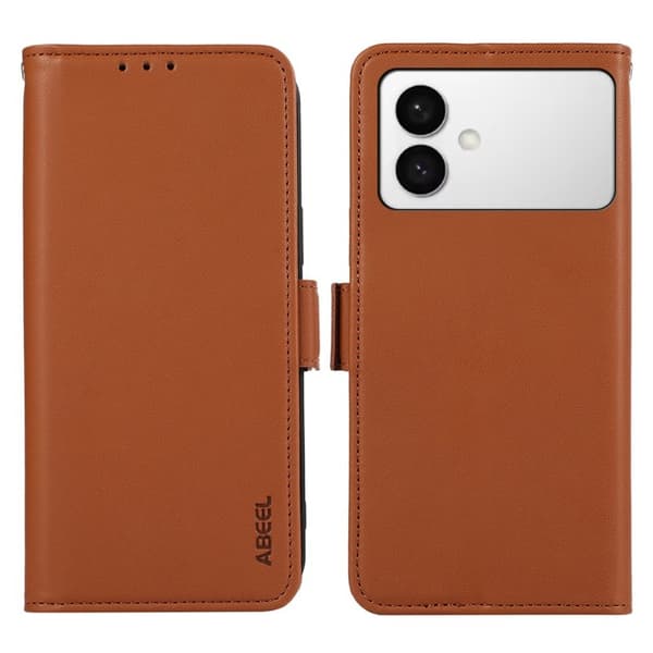 ABEEL Mobilskal till Samsung Galaxy S26 Edge Konstläder RFID-Skydd - Brun
