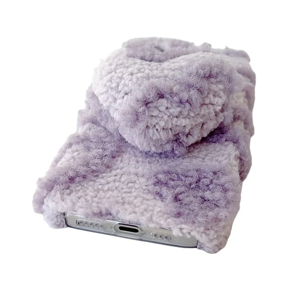 Mobilskal till iPhone 17 3D Heart Plush TPU Winter Warm Soft - Blå Blå