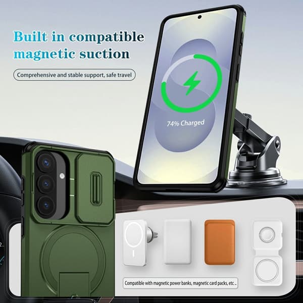 Mobilskal för Samsung Galaxy S26 Plus Magnetiskt Kickstand - Grön