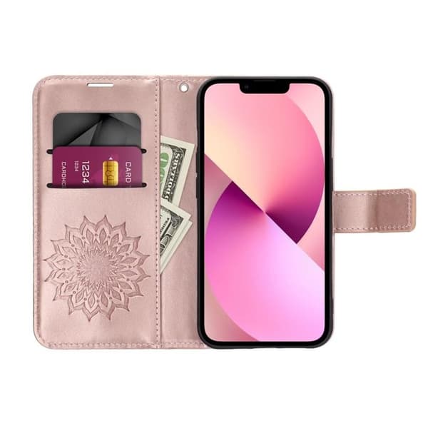 iPhone 16 Plus Pung Etui Mezzo Mandala - Rosa Guld Roséguld