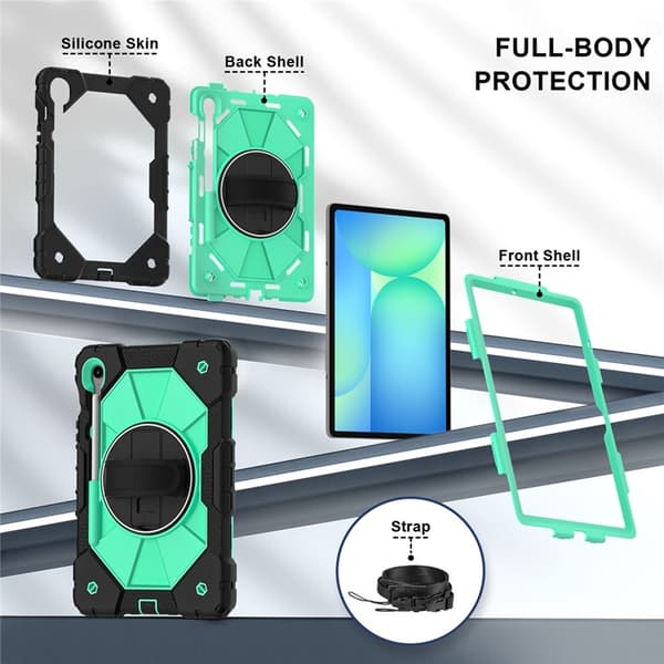 Galaxy Tab S10 FE/S9 FE/S9 Skal Kickstand med Rem - Mintgrön Grön