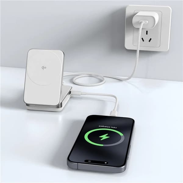 Qi2 MagSafe Trådlös Laddare iPhone Airpods 15W YF-M29 - Vit