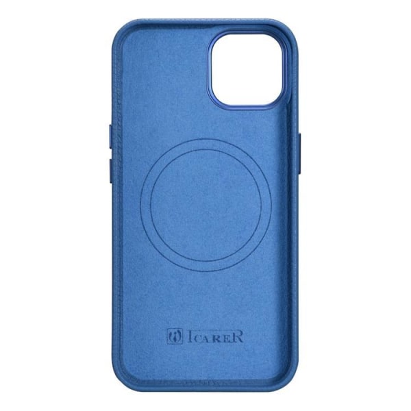 iCarer iPhone 14 Case Magsafe aito nahka Litchi Premium - vaaleansininen