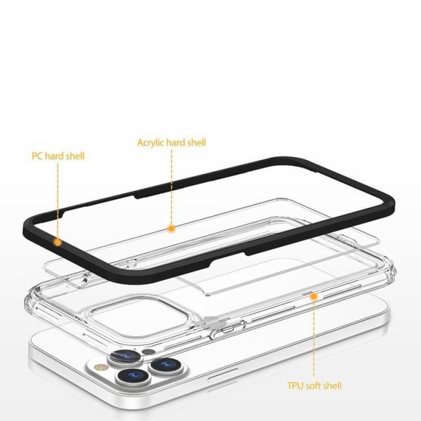 iPhone 14 mobilcover Clear 3in1 - Sort
