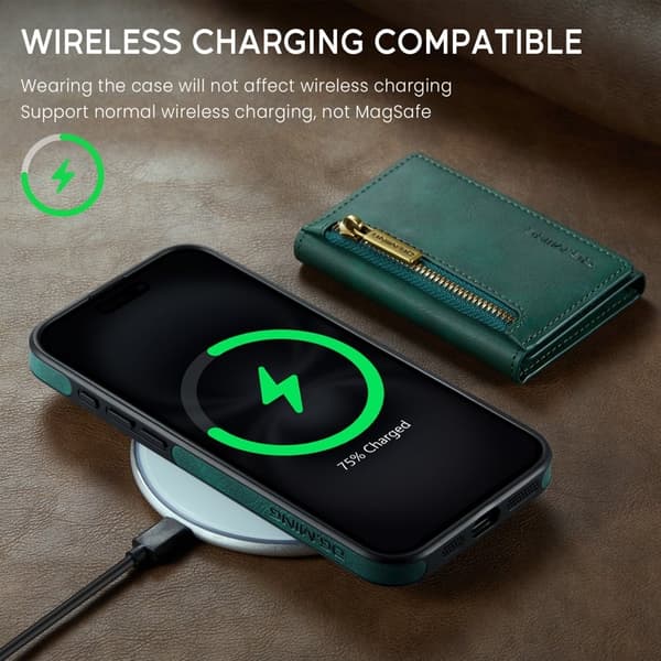 DG.MING M5 Series Mobilskal till iPhone 16 Plus Magnetiskt Konstläder Grön