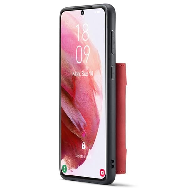 DG.MING Konstläder Plånboksfodral för Samsung Galaxy S22+ 5G - Röd