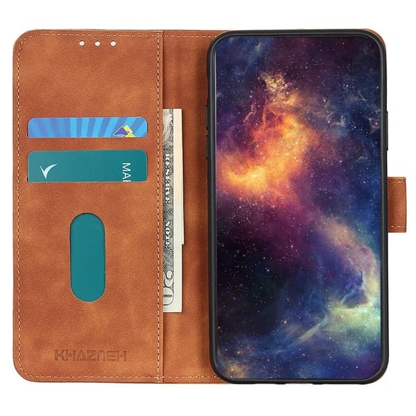 KHAZNEH OnePlus 13R 5G Plånboksfodral Konstläder Retro Textur - Brun