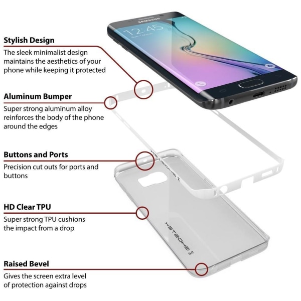 Ghostek Kappe Cover til Samsung Galaxy S6 Edge - Sølv Silver