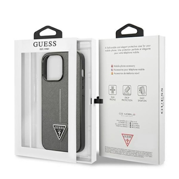 GUESS iPhone 14 Pro Max Skal Saffiano Triangle Logo - Silver Silver