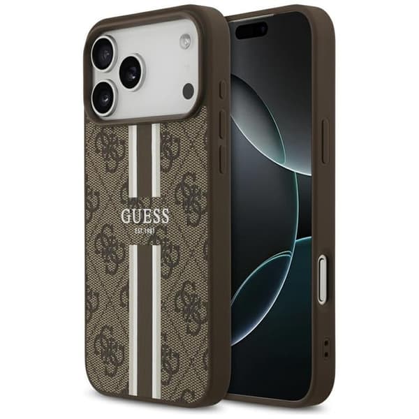 Guess Mobilskal till iPhone 17 Pro Max MagSafe 4G Printed Stripes - Brun Brun
