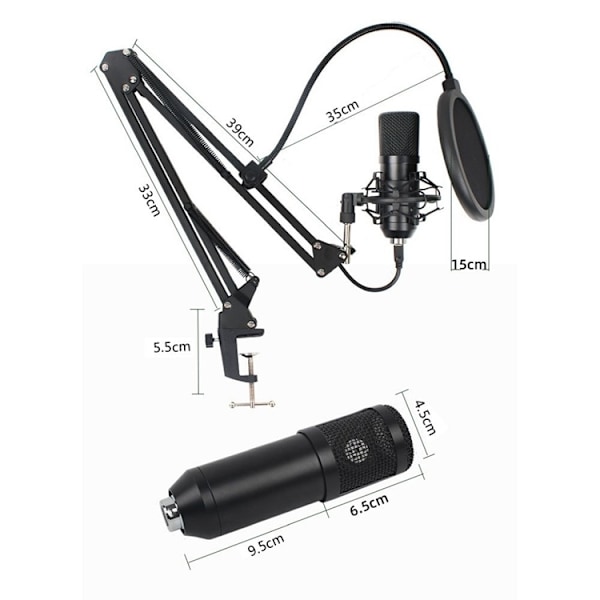 Art Mikrofon USB Diaphragm Condenser Boom - Svart Svart