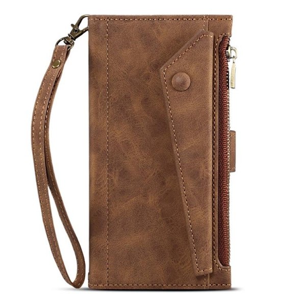 iPhone 14 Pro Max Plånboksfodral Flap Zipper Strap - Brun Brun