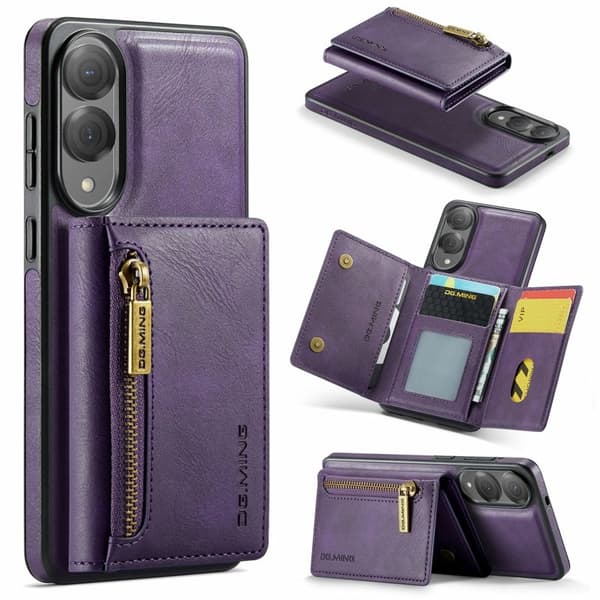 DG.MING Konstläder Plånboksfodral för Samsung Galaxy S25 Edge Lila