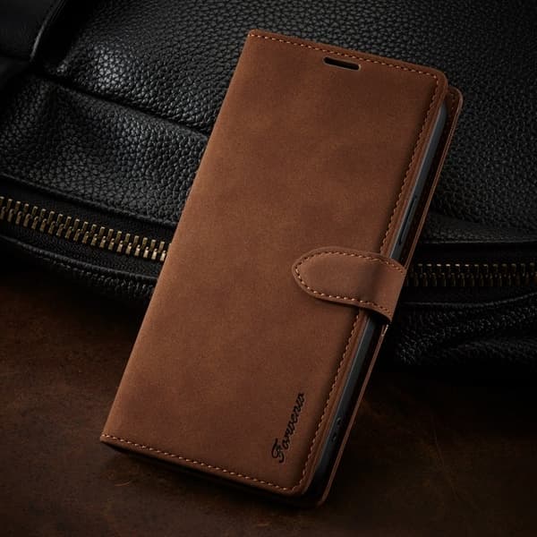 FORWENW iPhone 14 Plus F1 Series Flip Plånboksfodral Konstläder - Brun