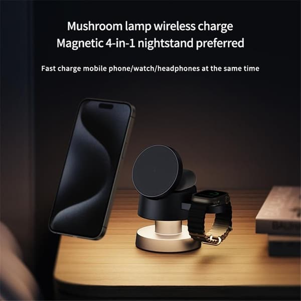 MagSafe Trådlös Laddare iPhone, Apple Watch, Airpods - X6 - Svart