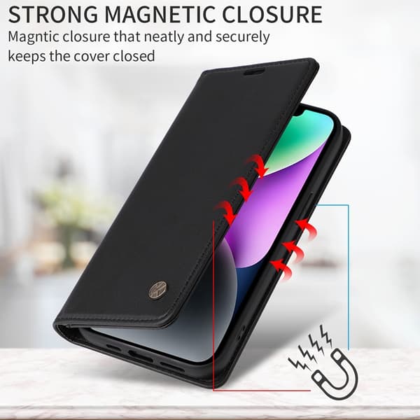 YIKATU OnePlus 15 5G Plånboksfodral Closure Konstläder Svart