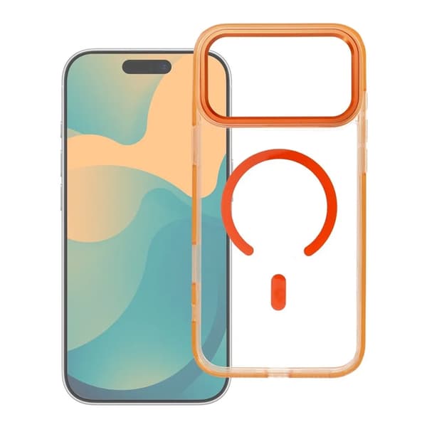 Telefontaske til iPhone 17 Pro MagSafe Frame Clear Hybrid - Orange Orange