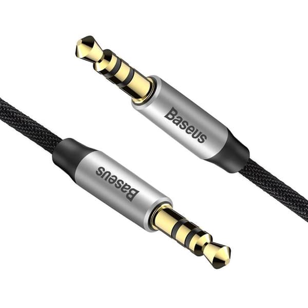 Baseus Stereo AUX Audio 3,5 mm Mini Jack 1m Silver/Svart Black