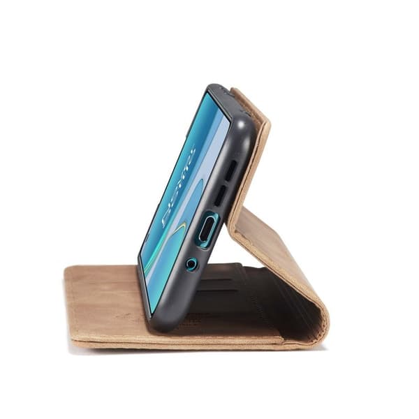 CASEME 013 Auto-absorberande Plånboksfodral Konstläder OnePlus 8T - Brun